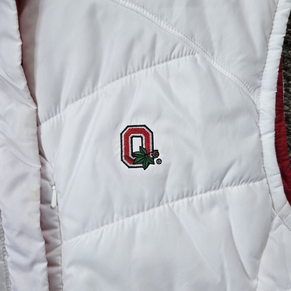 Columbia Reversible Puffer Vest White and Red Ohio State EUC size large - Picture 5 of 12
